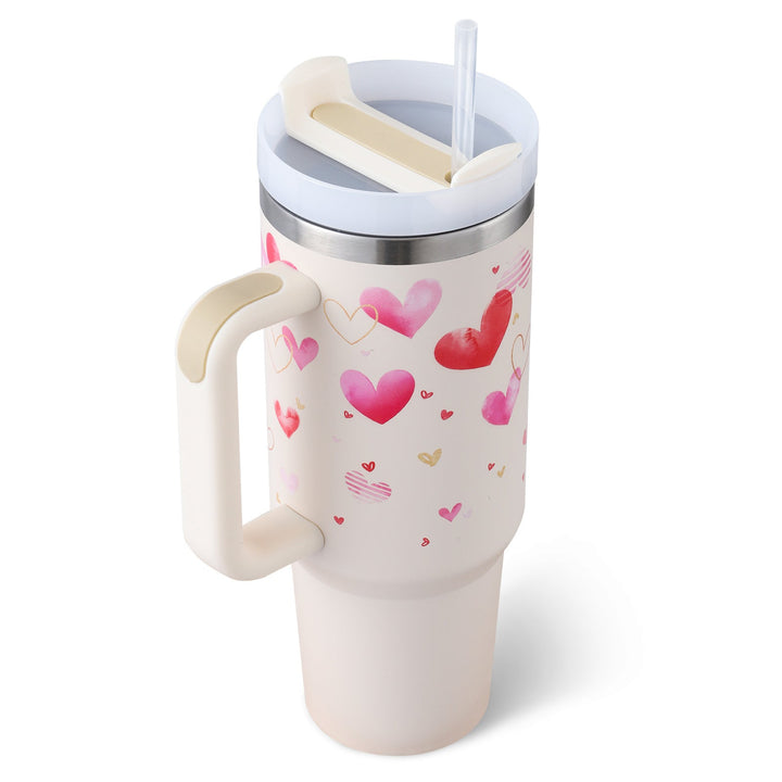 Handle Straw Insulated, Stainless Steel Spill Proof Vacuum Coffee Cup Tumbler