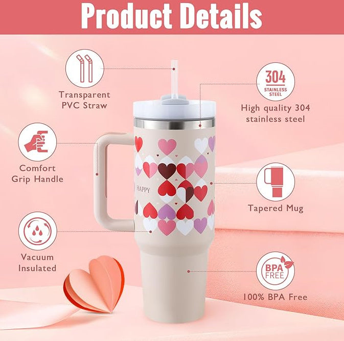 Handle Straw Insulated, Stainless Steel Spill Proof Vacuum Coffee Cup Tumbler